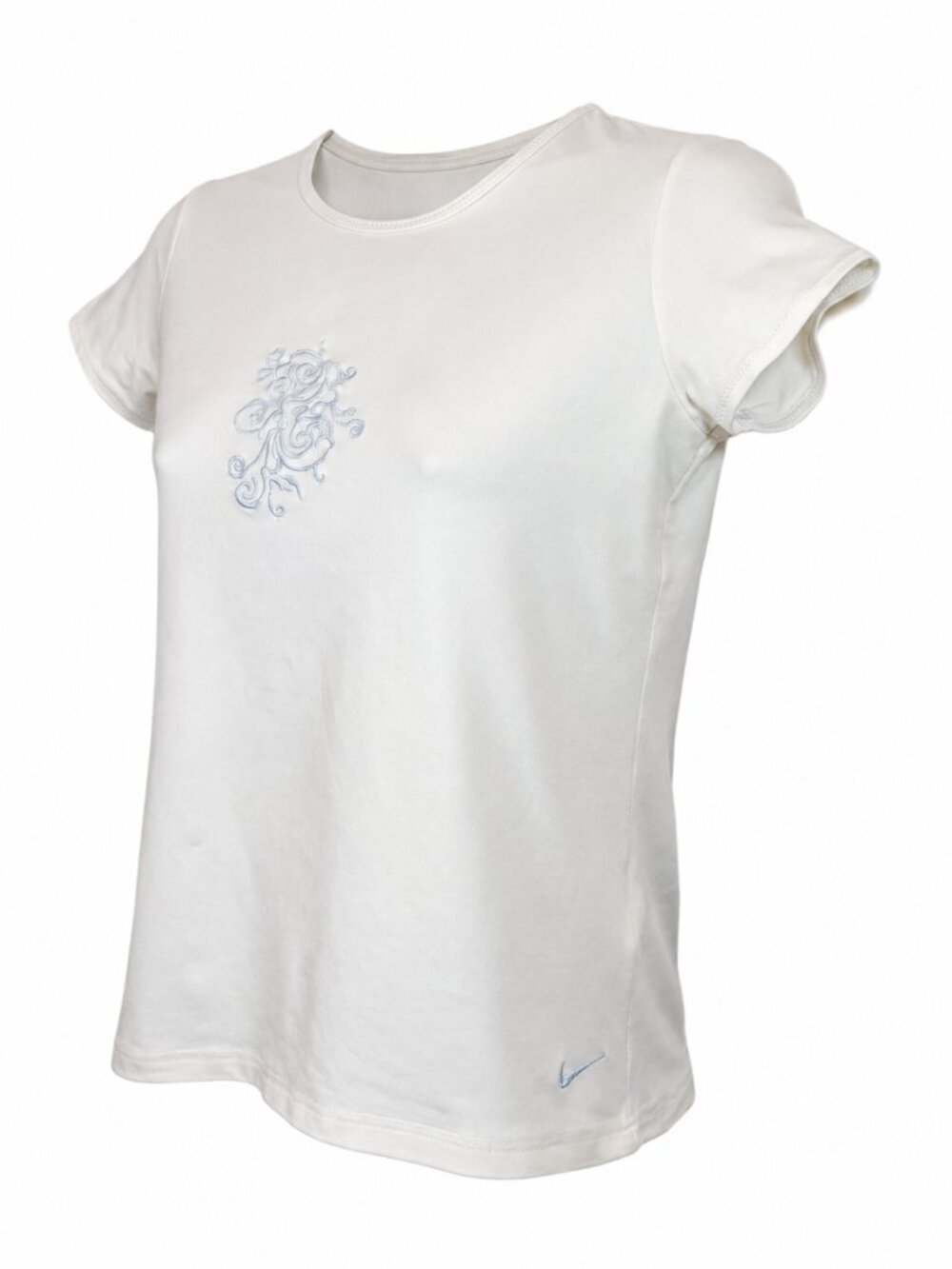 Nike Dri-FIT Top Women’s soze S white Blue Embroidered Short Sleeve - Picture 4 of 15